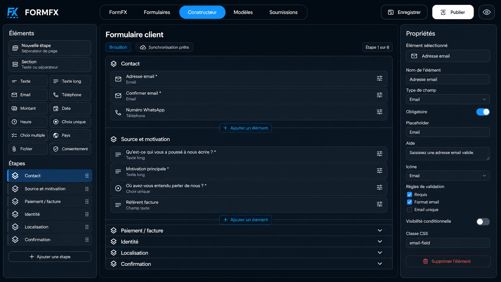 Interface FormFX sans compte personnel